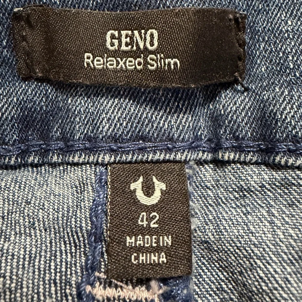 True Religion Geno Jeans Mens 42(44X31) Relaxed Slim Tapered Denim Stretch